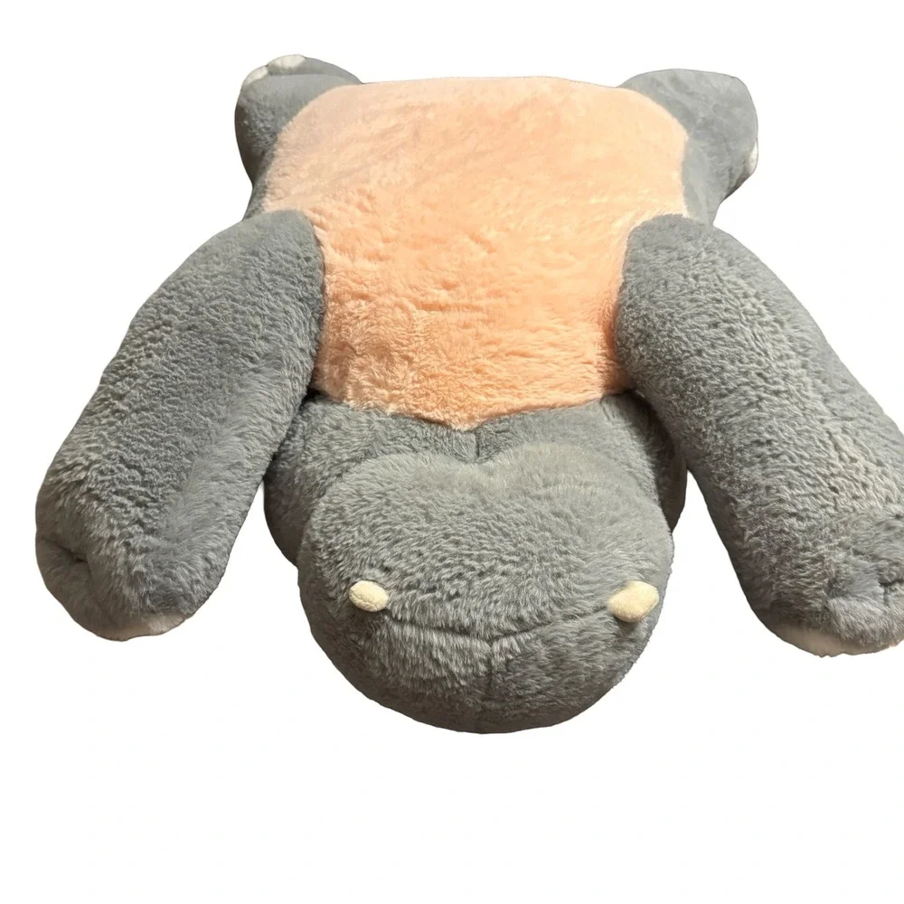 Hippo Plush Toy Kids Large Grey Floppy Laying Down Stuffed Animal